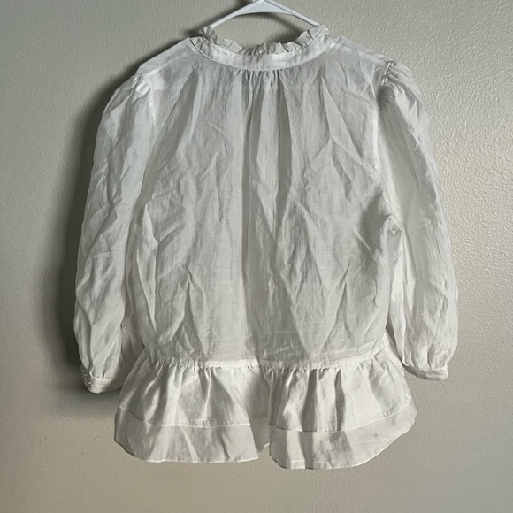 Karl Lagerfeld White Ruffle Front Peasant Blouse Cottagecore XL - Picture 5 of 5
